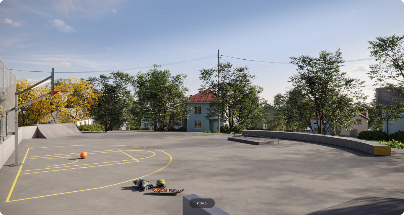 Skate e garrafão de basquete